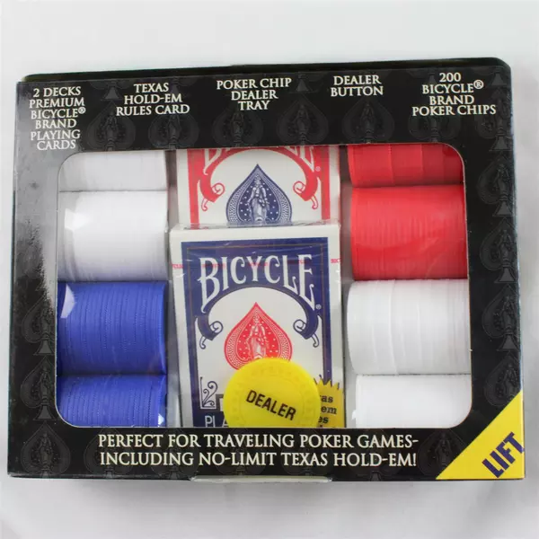 Bicycle Poker Dealer Set 2 Decks 200 Chips Tray Sealed New Card Game Kit