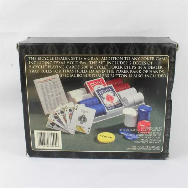 Bicycle Poker Dealer Set 2 Decks 200 Chips Tray Sealed New Card Game Kit