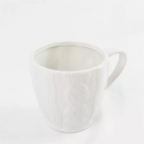 Pier 1 Imports White Stoneware Coffee Mug Durable Classic 4" Tall Pre-Owned