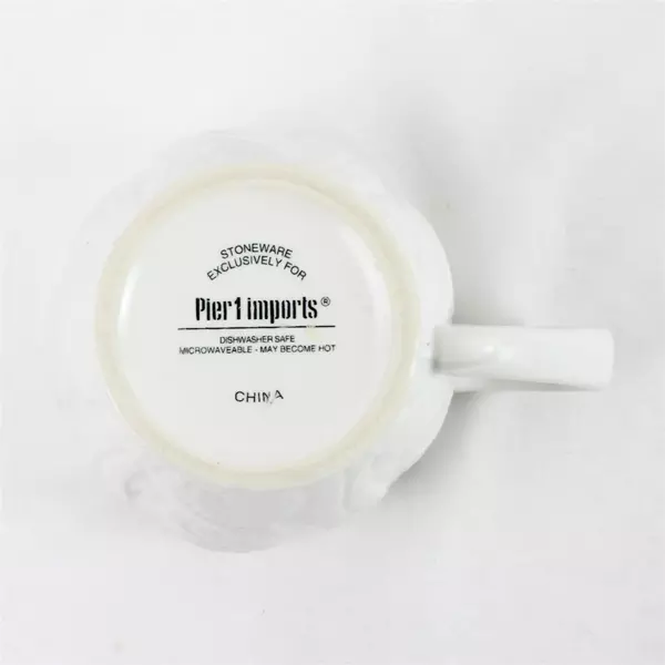 Pier 1 Imports White Stoneware Coffee Mug Durable Classic 4" Tall Pre-Owned