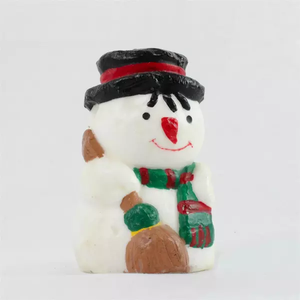 Charming Snowman Candle Holiday Decor Winter Themed 5 Inch Pre-Owned