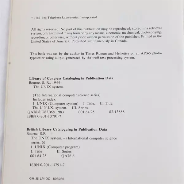 The UNIX System by S.R. Bourne - Int. Computer Science Series Paperback 1983