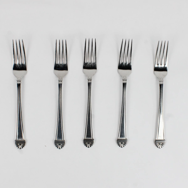 Lot Of 5 Libbey LYF7 (Stainless) Flatware Dinner Forks 8.25" Long
