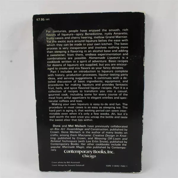 Homemade Liqueurs by Dona and Mel Meilach Paperback Crafting Recipes Guide