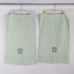 Set of 2 Martha Stewart Everyday Embroidered Mint Green Std Pillowcases FLAWED