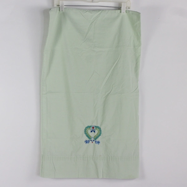 Set of 2 Martha Stewart Everyday Embroidered Mint Green Std Pillowcases FLAWED