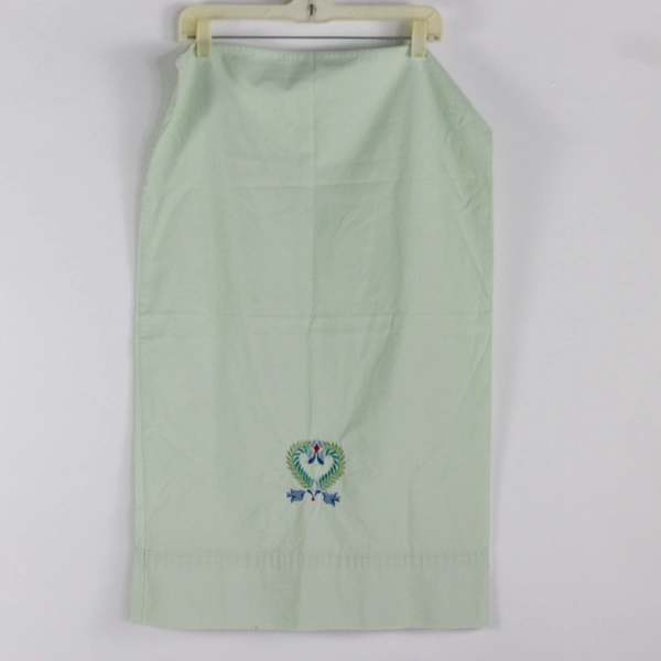 Set of 2 Martha Stewart Everyday Embroidered Mint Green Std Pillowcases FLAWED