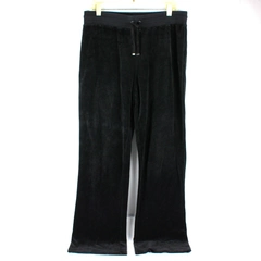 Liz Claiborne Black Velveteen Wide-Leg Drawstring Sweatpants Women's Large
