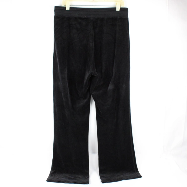 Liz Claiborne Black Velveteen Wide-Leg Drawstring Sweatpants Women's Large