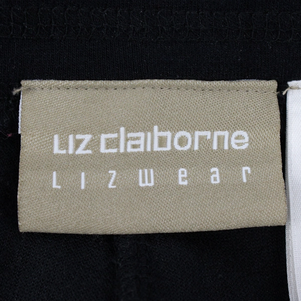 Liz Claiborne Black Velveteen Wide-Leg Drawstring Sweatpants Women's Large