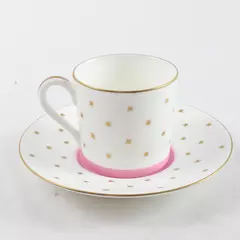 Noritake Bone China Pink Starburst Cup & Saucer Set with Gilded Rim
