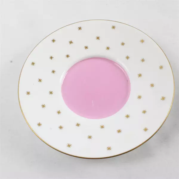 Noritake Bone China Pink Starburst Cup & Saucer Set with Gilded Rim