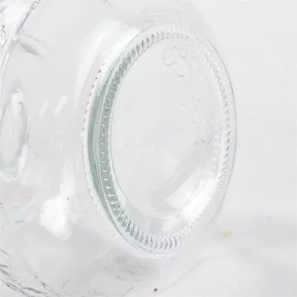 Vintage 4.25" Clear Glass Bulb Forcing Vase Embossed Flowers