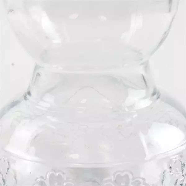 Vintage 4.25" Clear Glass Bulb Forcing Vase Embossed Flowers