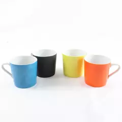 Lot of 4 Multicolor Ceramic Tea Coffee Cups Set