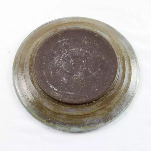 Handmade Studio Pottery Light Blue Floral Swirl Glazed Cheese Butter Dish 6.75"