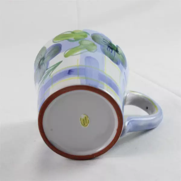 Handpainted Ceramic Coffee Mug with Purple Flowers 4" Tall