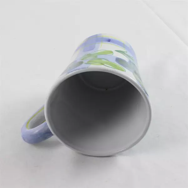 Handpainted Ceramic Coffee Mug with Purple Flowers 4" Tall