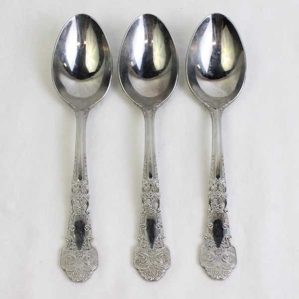 Lot of 3 Reed & Barton Vintage Silverware Renaissance Oval Soup Spns 7.25" 18/10