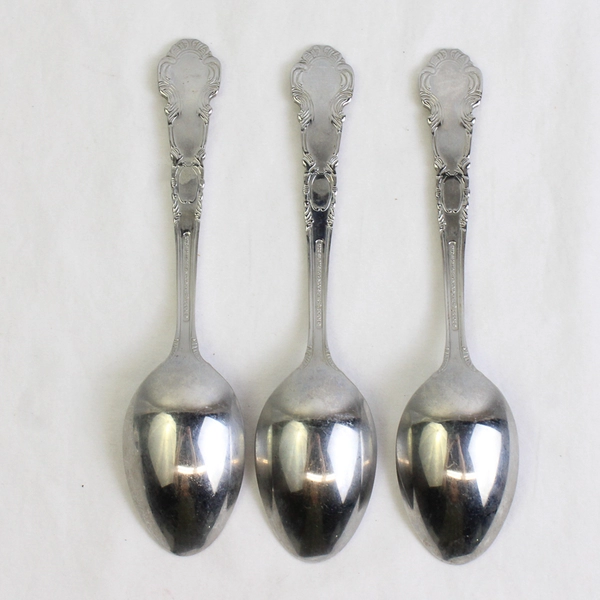 Lot of 3 Reed & Barton Vintage Silverware Renaissance Oval Soup Spns 7.25" 18/10