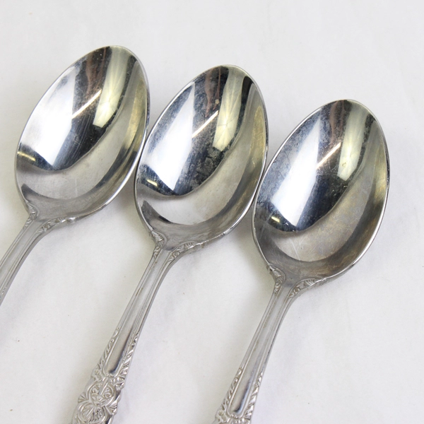 Lot of 3 Reed & Barton Vintage Silverware Renaissance Oval Soup Spns 7.25" 18/10