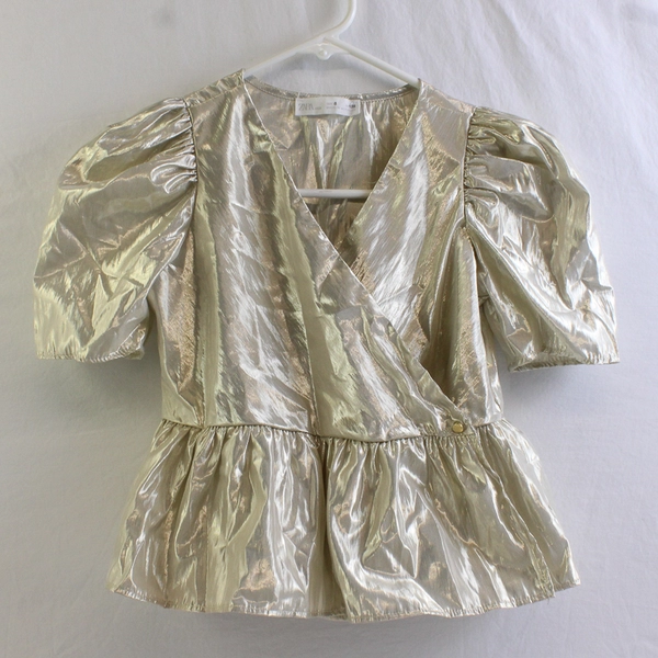 Zara Kids Cream Colored Shimmery Peplum Top Girl's Size 8