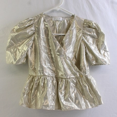 Zara Kids Cream Colored Shimmery Peplum Top Girl's Size 8