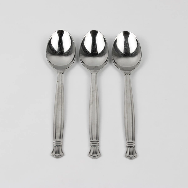 Lot of 3 Retroneu Royale Pattern 18/8 Stainless Steel Oval Soup Spoons 7.25 Inch
