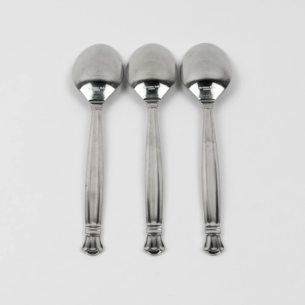 Lot of 3 Retroneu Royale Pattern 18/8 Stainless Steel Oval Soup Spoons 7.25 Inch