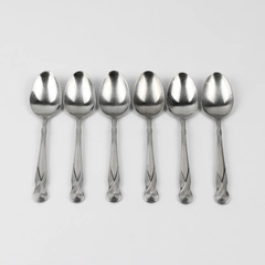 Set Of 6 Retroneu Octave Pattern 18/8 Stainless Oval Soup Spoons 7 Inches