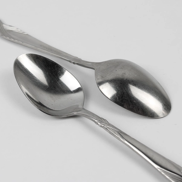 Set Of 6 Retroneu Octave Pattern 18/8 Stainless Oval Soup Spoons 7 Inches