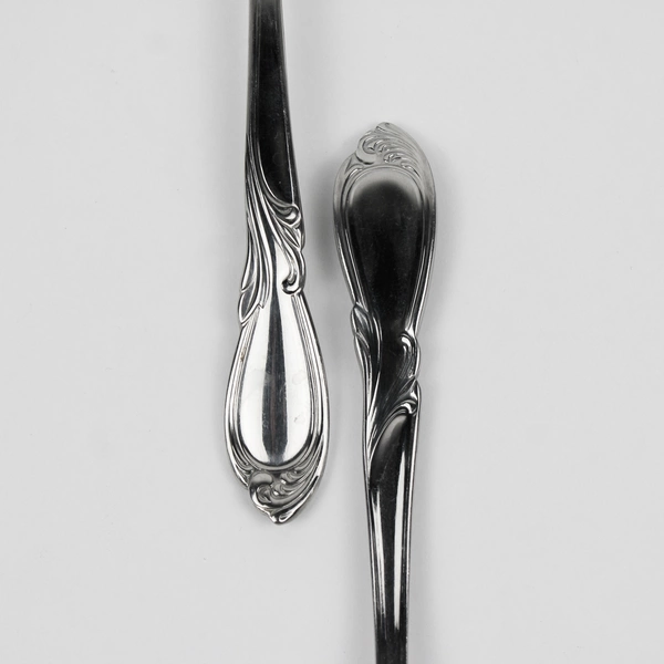 Lot of 2 Retroneu Stephanie Pattern 18/8 Stainless Oval Soup Spoons 7.25 Inches