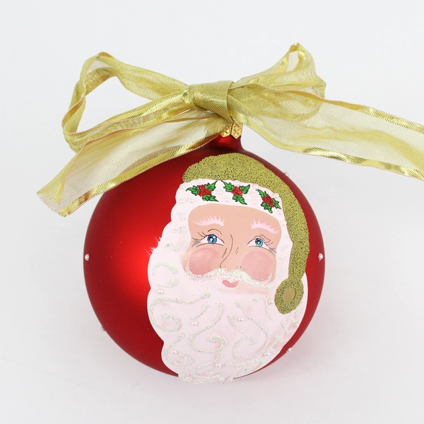 Collectors Series 4 Inch Santa Red Glass Ball Ornament