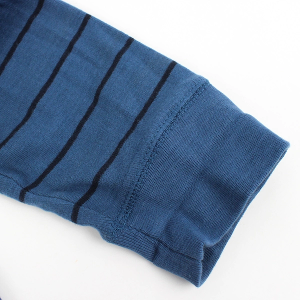 Basic Editions Blue Striped Long-Sleeve Henley Shirt Men's Size XLT