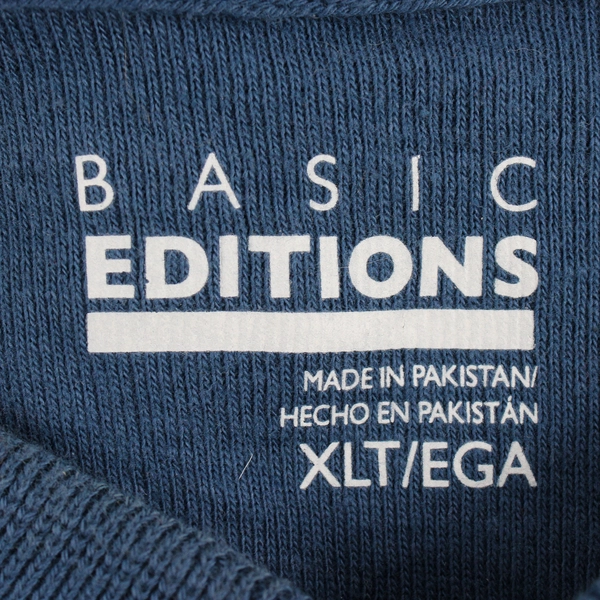 Basic Editions Blue Striped Long-Sleeve Henley Shirt Men's Size XLT