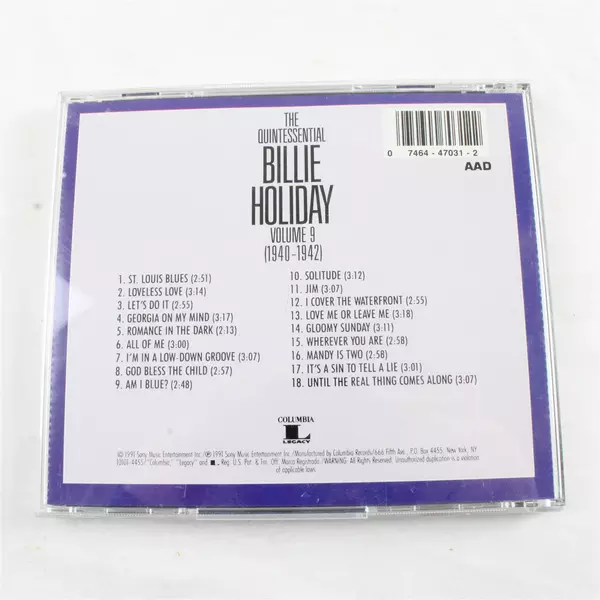Quintessential Billie Holiday Vol 9 Audio CD Classic Jazz Vocals 
