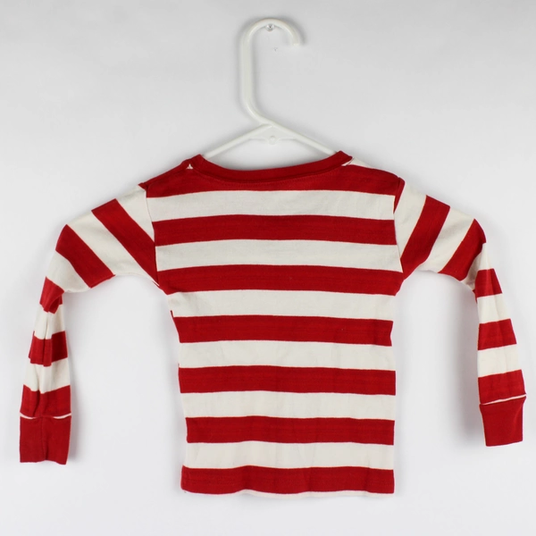 Little Planet by Carter's Red & White Striped Long-Sleeve Cotton Shirt Size 24M