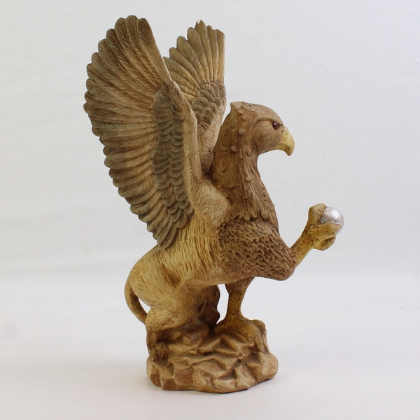 Unbranded Handmade Ceramic Griffin Holding an Orb Statue