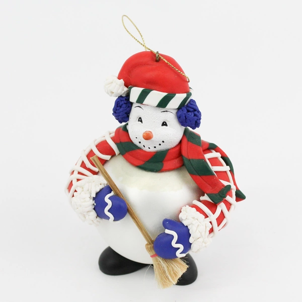 Traditions Glass Christmas Snowman With Broom Ornament Christmas Tree Decoration