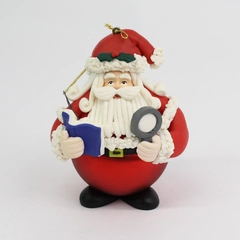Traditions Collectible Glass Ornament Santa With Book And Magnifying Glass