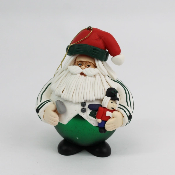  Traditions Santa Claus With Toy Soldier Glass Ornament In Original Box