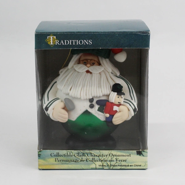  Traditions Santa Claus With Toy Soldier Glass Ornament In Original Box