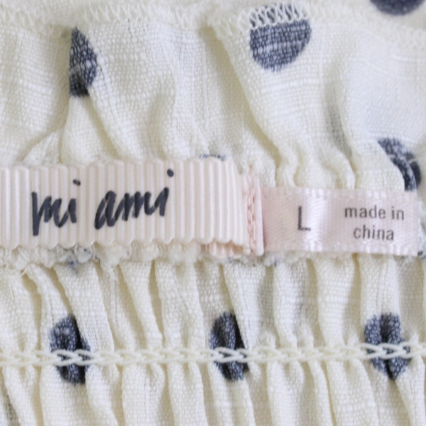 Mi Ami Gray Polka Dot Cream Smocked Spaghetti Strap Dress Women's Large