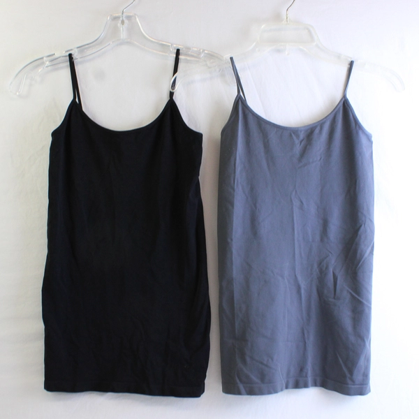 Lot of 2 Kurve by Idea Stretchy Spaghetti Strap Camis Women's XS Med Black Gray