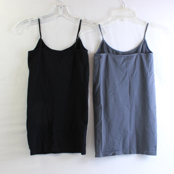 Lot of 2 Kurve by Idea Stretchy Spaghetti Strap Camis Women's XS Med Black Gray