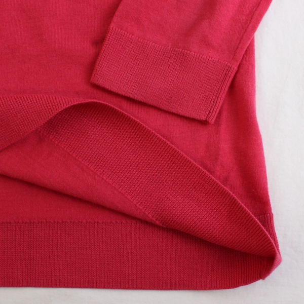 Halogen Pink-Red Knit 3/4-Sleeve Merino Wool Sweater Women's Size Large Petite