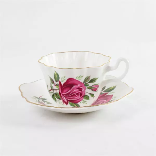 Vintage Royal Stuart Spencer Stevenson England Rose Tea Cup and Saucer Set