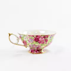 Pink and Gold Floral Iridescent Porcelain Teacup Shafford Japan Vintage