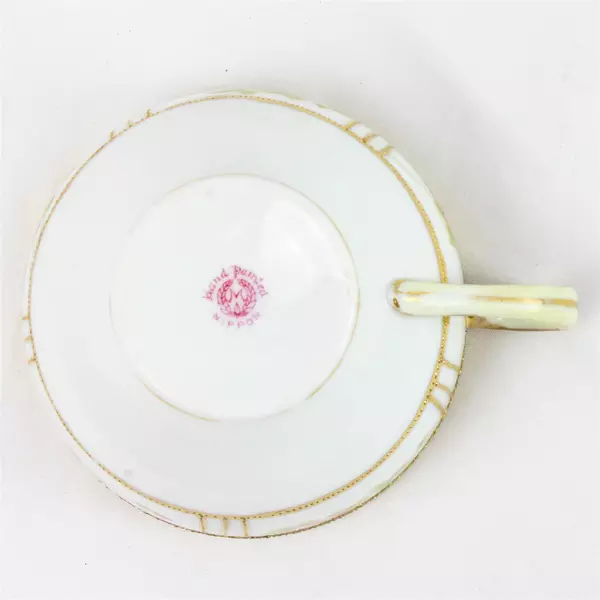 Hand Painted Nippon Porcelain Tea Cup Floral Gold Detail Vintage