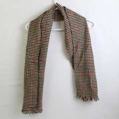Brown and Red Houndstooth Pattern Knit Scarf With Fringe 11" x 55"